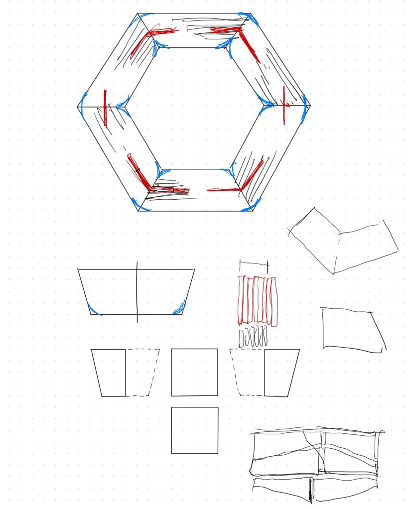 ヘキサテーブルの初期スケッチ